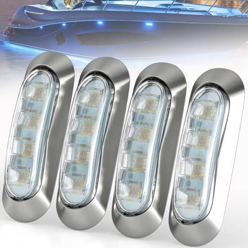 4-Pack RGBW Oval Marine Boat Courtesy Lights Waterproof Deck Interior Deck Stern Navigation