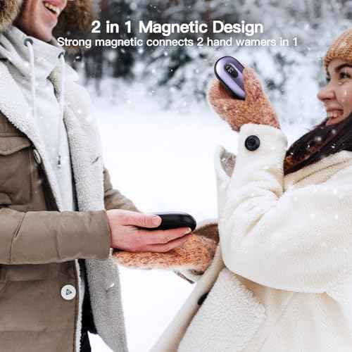coldSky Hand Warmers Rechargeable 2 Pack, Magnetic Electric Hand Warmer with Digital Display, Reusable Handwarmers Heat Up to 140¢µ, Portable Pocket Heater Warm Gift for Outdoors, Camping, Hunting