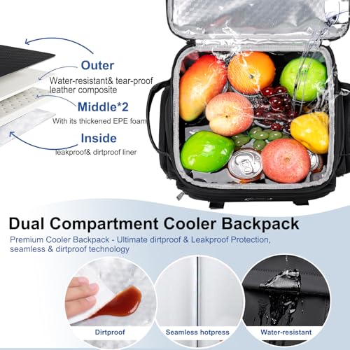 Weitars Insulated Cooler Backpack Waterproof Soft Bag 31L Black
