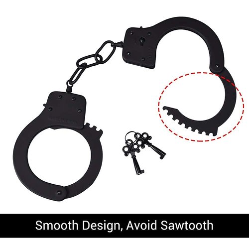 Bedsecret Handcuffs Double Lock Steel Police Edition Professional Grade Handcuffs,Hand Cuffs Cop with Keys-Black