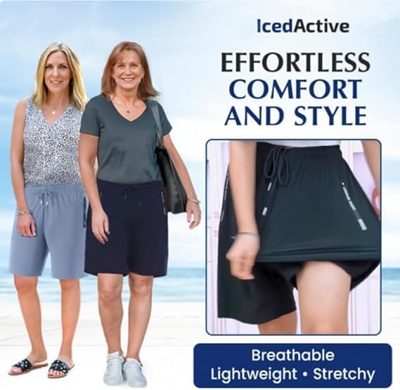ICY Shorts - Airyflex Iced Active Silk Cooling Stretch Quick Drying Shorts for Senior Women Over 50
