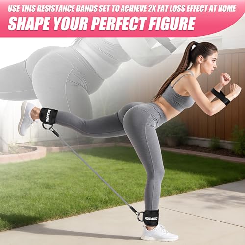 Black Ankle Resistance Bands with Cuffs for Glutes & Legs - Home Workout Equipment