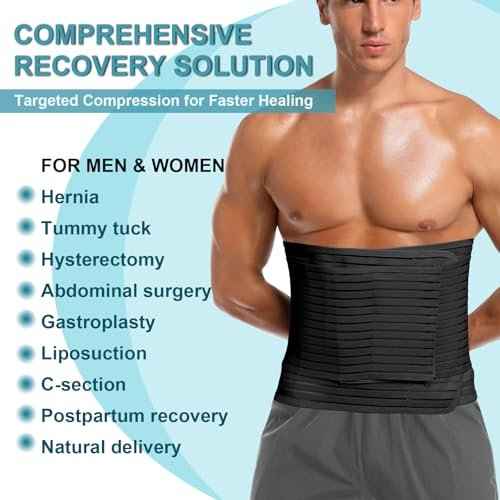 Abdominal Binder for Men & Women ? Post Surgery Belly Band Adjustable Compression Wrap Belly Binder Abdomen Hernia Support Belt (L)