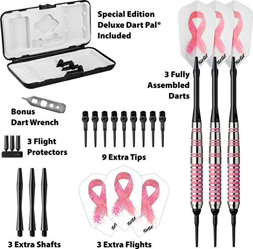 Soft Tip Darts Set with Case - 16g Pink Support Breast Cancer Awareness
