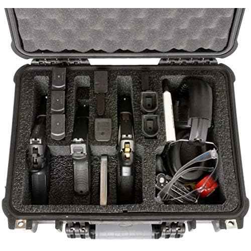 Case Club 4 Pistol and 16 Magazine Pre-Cut Heavy Duty Waterproof Case with Included Silica Gel Canister to Help Prevent Gun Rust (Upgraded Gen-2)