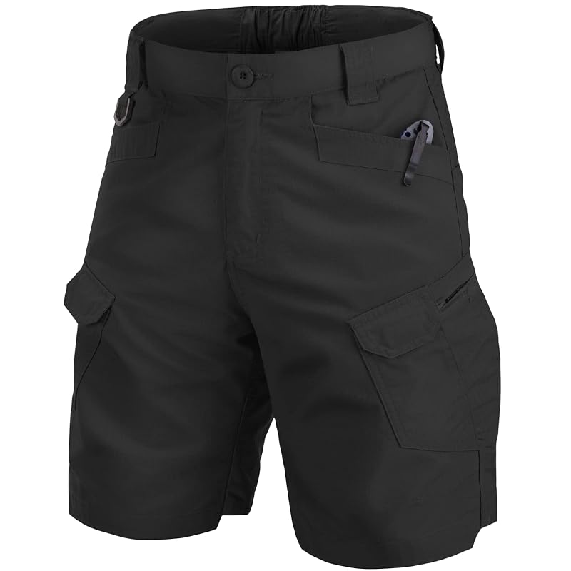 Mens Work Shorts Cargo Tactical Outdoor Short - Quick Dry, 8-Pocket, Black+36
