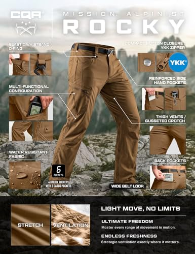 Men's Quick Dry Tactical Cargo Pants Water Resistant Outdoor Hiking Pants