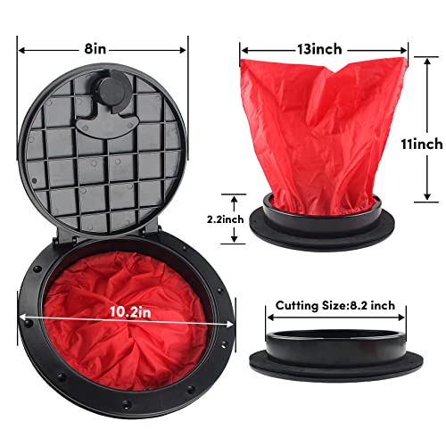 8-Inch Deck Hatch Plate Kit for Boat Kayak with Storage Bag and Fasteners - Black