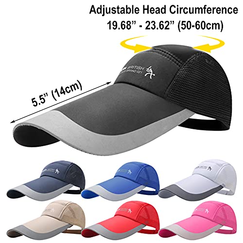 Men Women Super Extra 5.5 Inch Long Bill Fishing Hat Mesh Back Trucker Sun Cap Black Medium