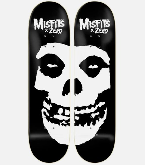 Zero Skateboards Misfits Fiend Skull Skateboard Decks Both Left and Right Included, Both are 8.25 x 31.9 inches, Black, Set of 2