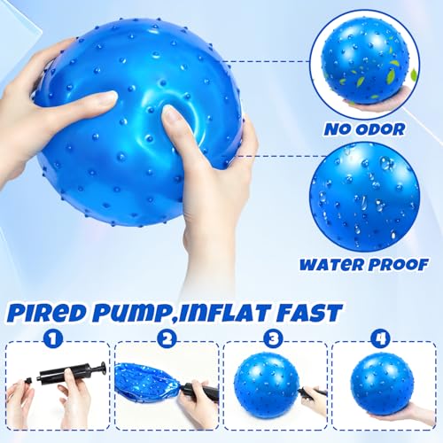5 Pack 9-Inch Knobby Bouncy Balls - Sensory, Stress Relief & Massage Toys with Pump