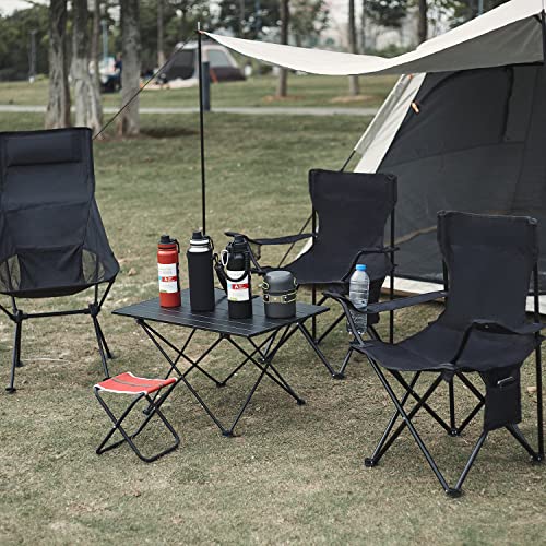 2 Pack Black Folding Camping Chairs for Beach Lawn Yard - Lightweight & Portable