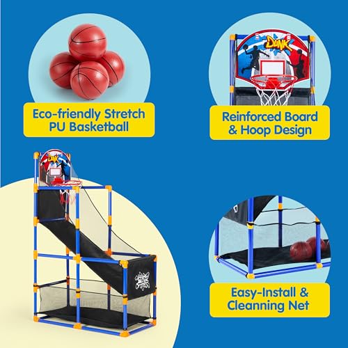 Joyin Arcade Basketball Game Set - Blue Classic Edition for Kids Indoor Outdoor Play