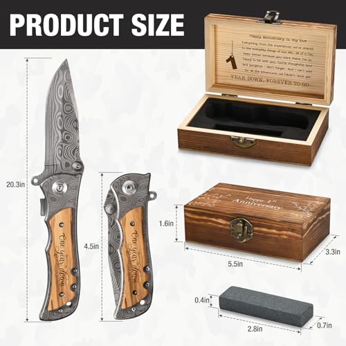 First Anniversary Gift Knife for Him - Personalized Wedding Keepsake