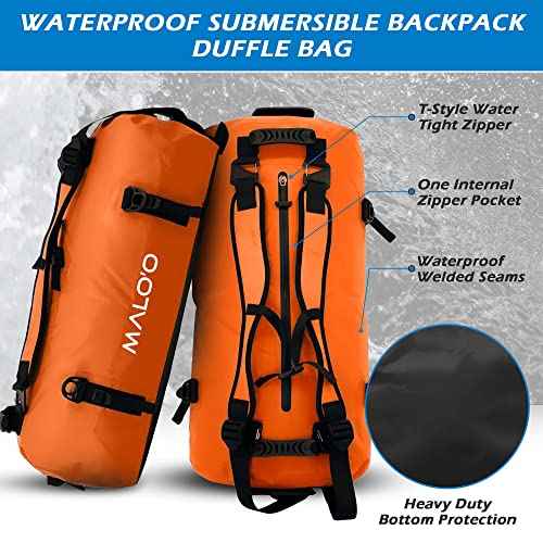 Malo'o Airtight Waterproof Adventure Duffle - Ideal for Kayaking, Camping, Beach, Fishing, Boating, Hiking - Water-Tight Zipper