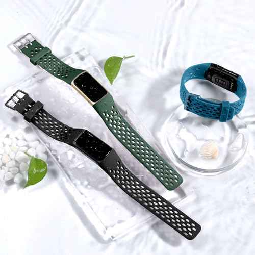 Maledan Compatible with Fitbit Charge 5/ Fitbit Charge 6 Bands Women Men, Breathable Sport Band Soft Waterproof Replacement Wristbands Strap for Fitbit Charge 5/ Charge 6 Advanced Fitness Tracker