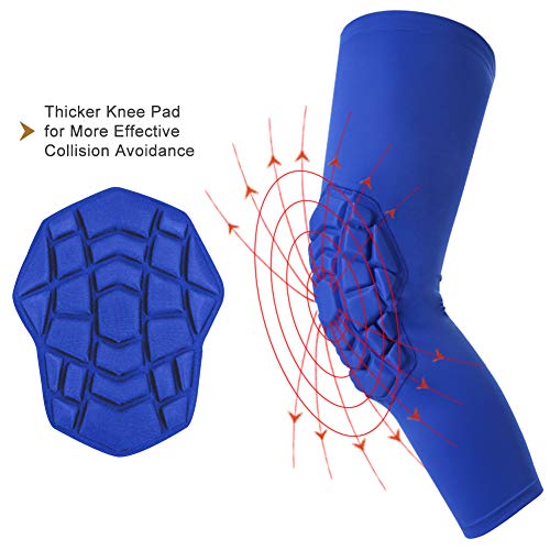 Blue Knee Pads Compression Leg Sleeve for All Sports - 1 Pair, X-Small