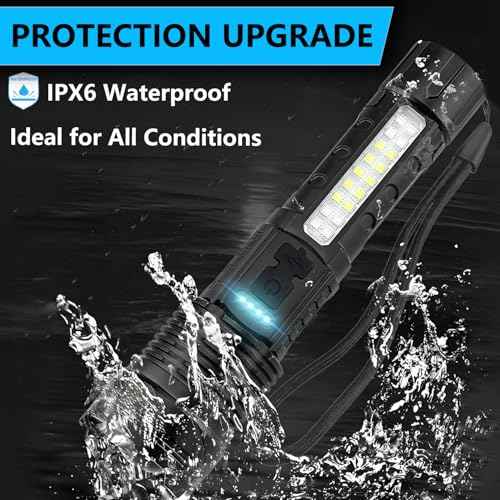 Rechargeable LED Flashlights, 90,000 Lumens Super Bright Flash Light, 7 Modes with COB Work Light, IPX6 Waterproof, Adjustable Tactical Powerful Handheld Flash Light for Home,Camping and Emergencies