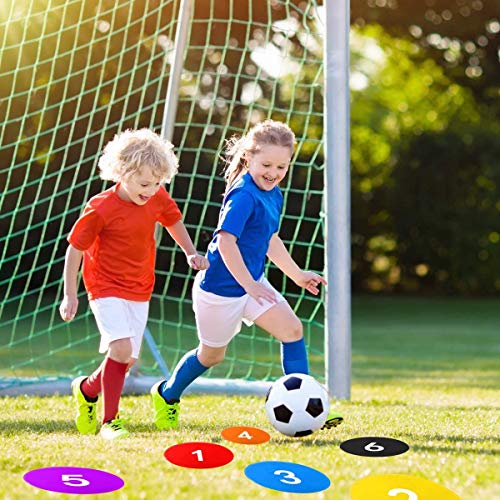 Numbered Poly Spot Markers - 10pc Anti-Slip 9 Inch Floor Dots for Sports & Training - Black