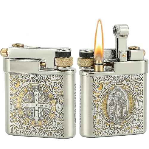 DOUBFIVSY Vintage Trench Lighter, Refillable Kerosene, Mechanical Brass Lighter, Soft Flame, Unique Gift for Men, Dad, Husband (Constantine)