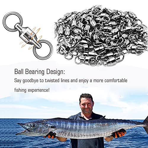 Fishing Swivels Saltwater Stainless Steel Ball Bearing Connector 25 pcs Size 2+2