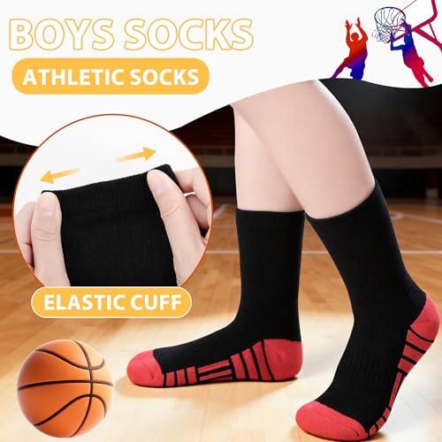 12 Pairs Boys Crew Socks, Athletic Socks for 1-14 Years – Variation: 5-7 Years / #1 Boys Black Socks