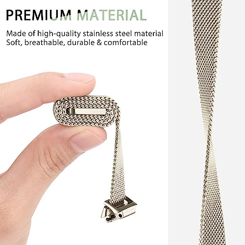 Champagne Gold Metal Fitbit Inspire 3 Band for Women Men Stainless Steel Adjustable Strap