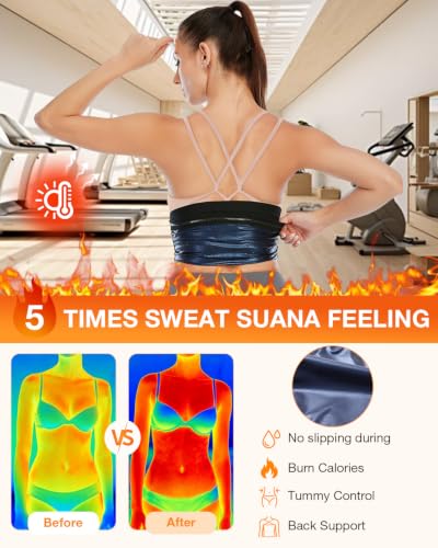 Large Blue Sauna Suit Waist Trimmer Belt for Women Belly Fat Slimming Workout