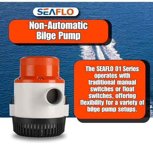SEAFLO 01 Series 4700 GPH Bilge Pump ? 12V, 2" Outlet, Marine Submersible Pump, Anti-Airlock Protection, Snap-Off Strainer Base, CE & RoHS Certified ? 4-Year Warranty