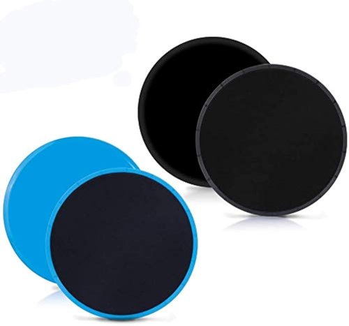 Gliding Discs Core Sliders Exercise Sliders 4 Pack Dual Slider for Carpet Hard Floors Core Fitness Ultimate Core Training Gym and Full Body Workout’s at Home or Travel Black and Blue