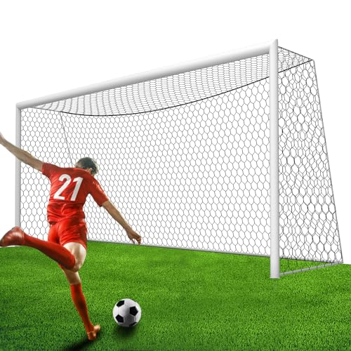 Soccer Goal Net Replacement 18.5x6.5FT Black 7V7 with Variation 24x8FT Nylon Mesh