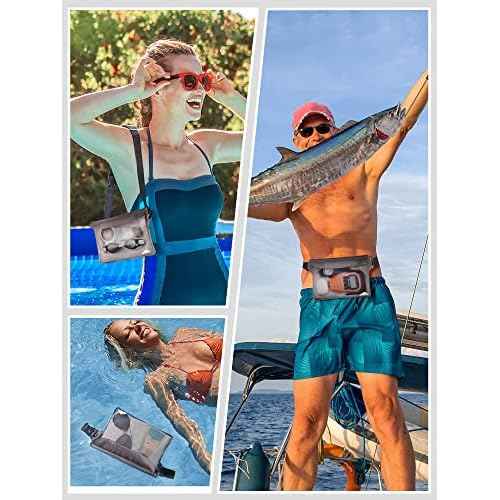HEETA Waterproof Fanny Pack, Waterproof Pouch Dry Bag 2/3/4 Pack for Phone Passport Purse, Adjustable Waist Strap for Swimming Kayaking Boating Paddle Board Accessories Cruise Beach Camping Essentials