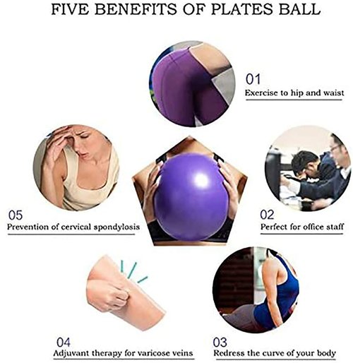 MOMPLUS 6 Inch Exercise Pilates Mini Yoga Balls Barre for Home Stability Squishy Training Physical Therapy Improves Balance Core Strength Comes with Pump(Blue, 6 Inch)