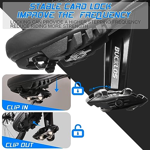 Bike Clip Pedals MTB Mountain Bike Clipless Dual Sided 9/16 Inch - Black-1