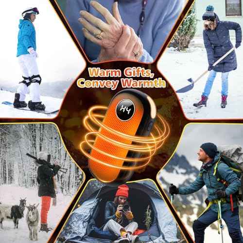 Hand Warmers Rechargeable, Dual-Sided Heating with LED Display, Flashlight, 4 Heating Levels Electric Pocket Heater for Raynauds, Golf, Camping, Hunting, Gifts for Christmas Men Women