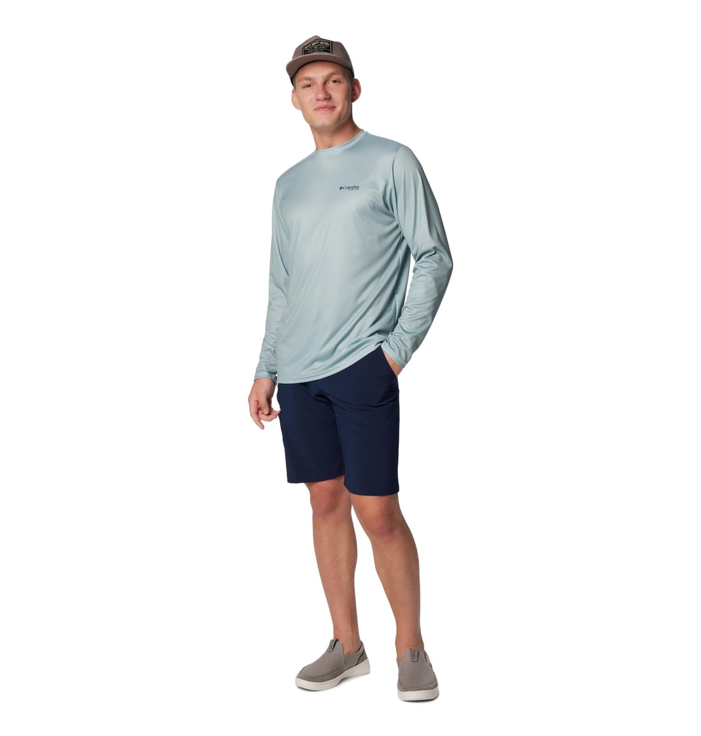 Columbia Men's Terminal Tackle PFG Blackline Long Sleeve, Crushed Blue/Blackline Trout, X-Large