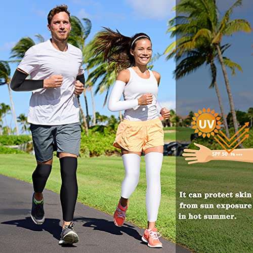 Geyoga Arm and Leg Sleeves Set - Large Black and White Compression & Sun Protection