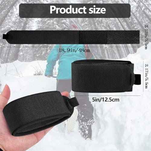 6 PCS Ski Fastener Straps Adjustable, Ski Straps, Ski Straps for Carrying, Ski Bands Tapes with Protector Pads Adjustable, Ski Fastener Straps for Ski Boards Poles Winter Sports Accessories Black