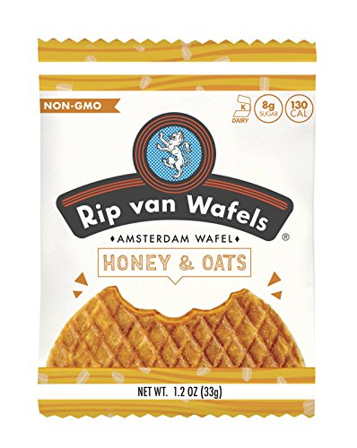 Rip Van Wafels Honey Oats Snack Wafels 1.2oz Pack of 16 - Crispy Handmade Treats