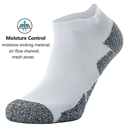 CWVLC Cushioned Athletic Ankle Compression Socks - Small, 6 Pairs, White
