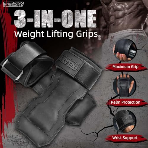 Frelaxy Black Wrist Straps for Weightlifting - One Size, Deadlifts Grip Support