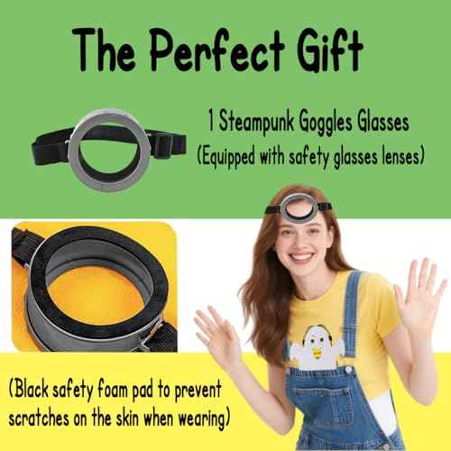Halloween Steampunk Goggles Glasses Accessories for Adult and Kids, Halloween Costume Accessories Adults, Glasses with Adjustable Strap for Movie Character Cosplay Costume, One Size A