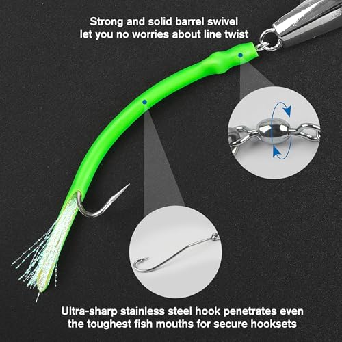 Saltwater Fishing Lures - Mix Colors 3pcs 2oz Metal Jigging Spoons for Deep Sea Surf Fishing