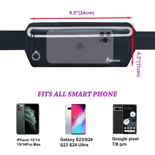 AIKENDO Slim Running Belt Fanny Pack,Runners Waist Pouch Bag Exercis Gym Waist Pack,Jogging Belt,Workout Running Accessories Phone Holder for Running