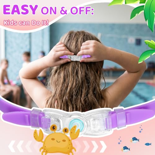 Kids Swim Goggles 2 Pack - Pink & Dark Pink Wide View, Anti-Fog & UV Protection