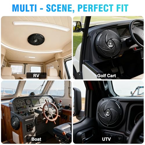 Black Waterproof Marine Speakers 5.25-Inch, 160W 2-Way Outdoor Boat Audio Set