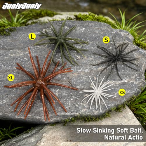 White 4-Inch Sea Urchin Creature Bait for Bass Fishing - Durable Soft Plastic Lure