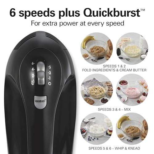 Hamilton Beach 6-Speed Electric Hand Mixer with Easy Clean Beaters - Black, 275W