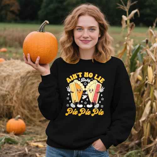 Thanksgiving Sweatshirt Women's Funny Pumpkin Pies Graphic Shirt Fall Thankful Casual Long Sleeve Pullover Tops
