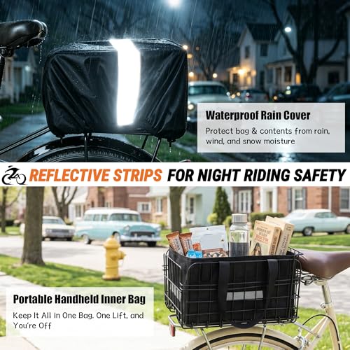 Foldable Rear Bike Basket 15.8 x 11.0 x 8.7 Inch Waterproof Cargo Rack
